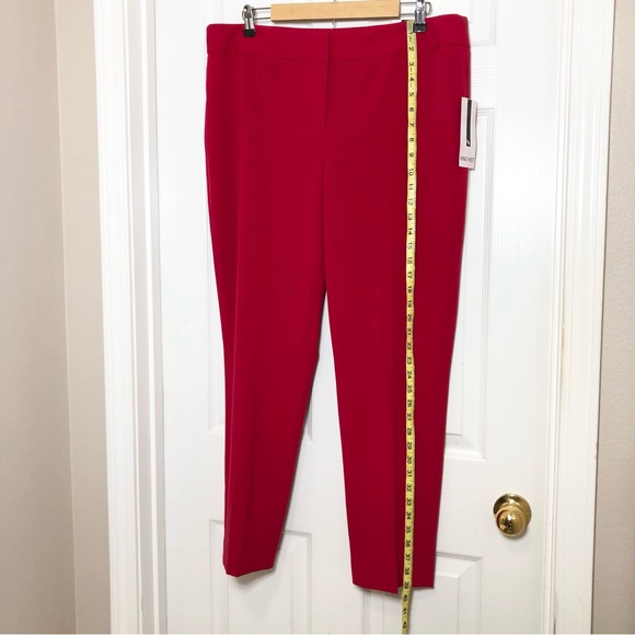 Nine West Waist Band Skinny Leg Crimson Red Versatile Stretch Pants Trousers 14 - Picture 10 of 15